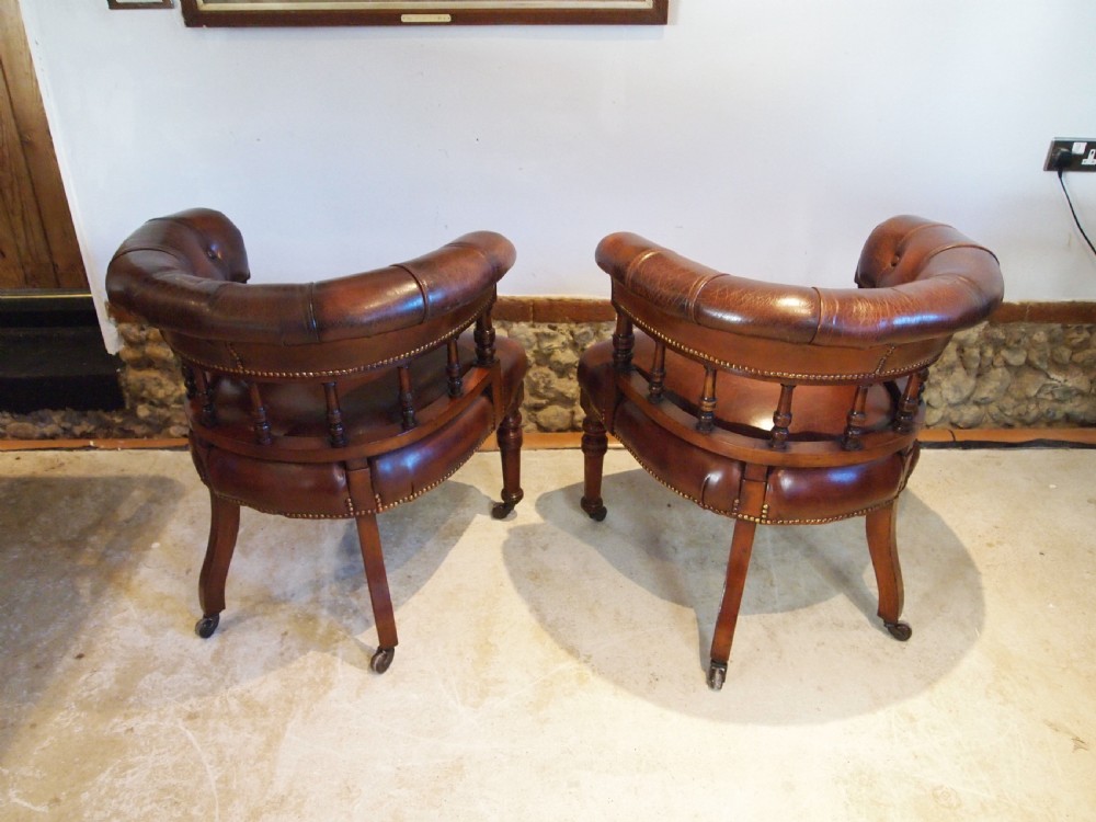 Chairs rare pair of early Victorian Mahogany desk or library chairs c1850 View VI