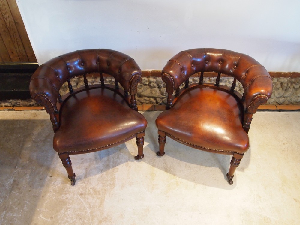 Chairs rare pair of early Victorian Mahogany desk or library chairs c1850 View VII