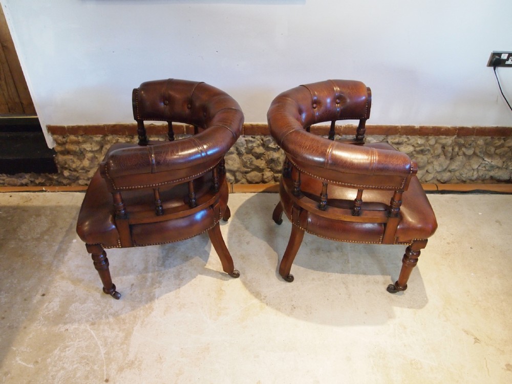Chairs rare pair of early Victorian Mahogany desk or library chairs c1850 View VIII