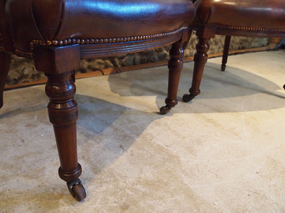 Chairs rare pair of early Victorian Mahogany desk or library chairs c1850 View IX