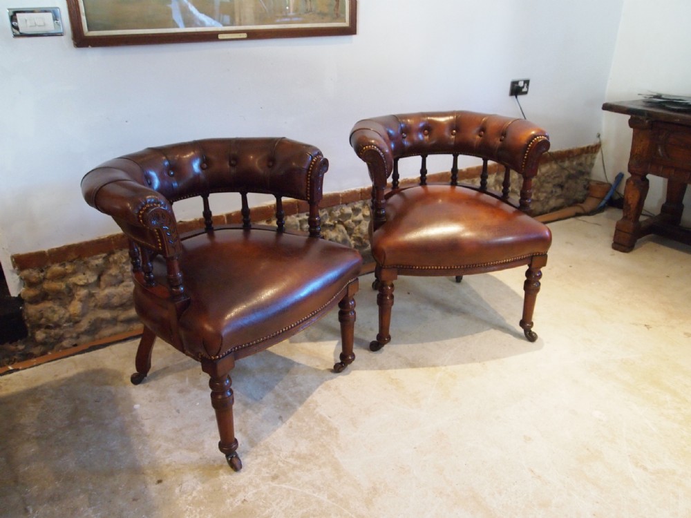 Chairs rare pair of early Victorian Mahogany desk or library chairs c1850 View X