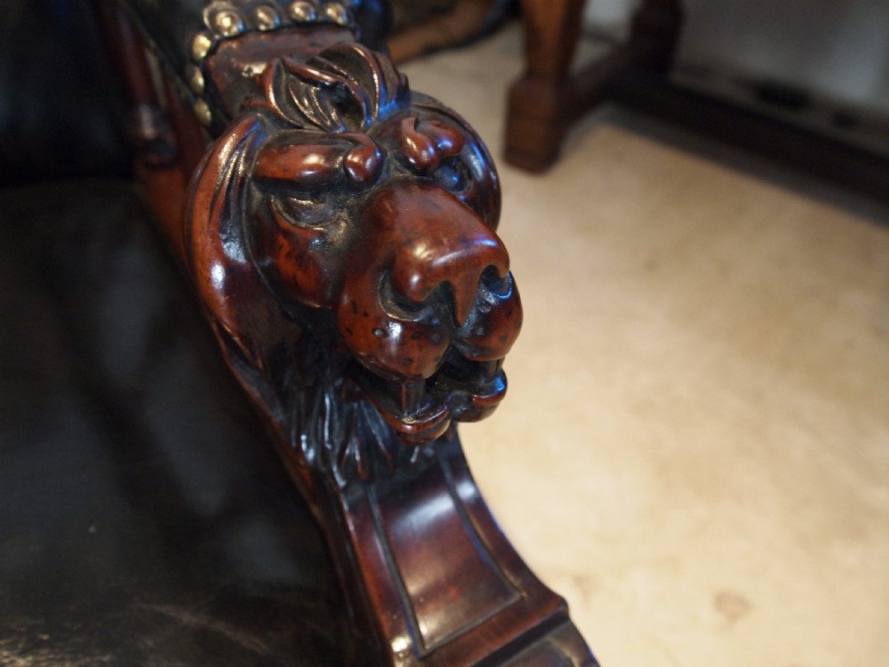 Chairs fine rare stunning pair of Victorian library armchairs c1870 View IX