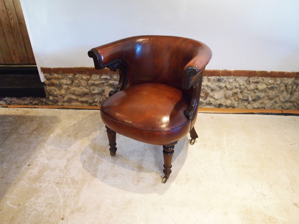 Chair fine William IV Mahogany and chestnut leather desk c1835 View V