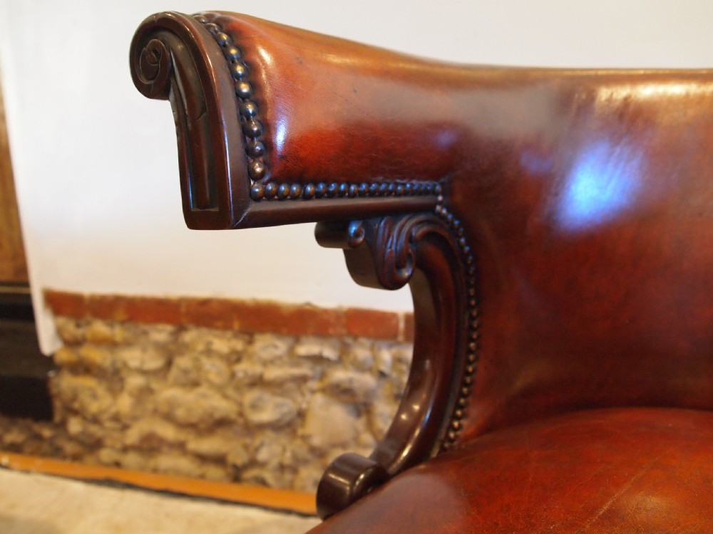 Chair fine William IV Mahogany and chestnut leather desk c1835 View VI