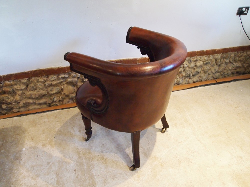 Chair fine William IV Mahogany and chestnut leather desk c1835 View VII