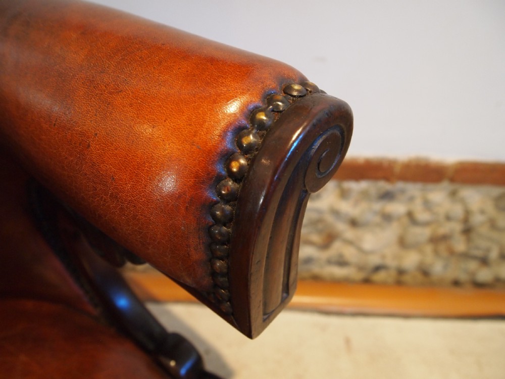 Chair fine William IV Mahogany and chestnut leather desk c1835 View VIII