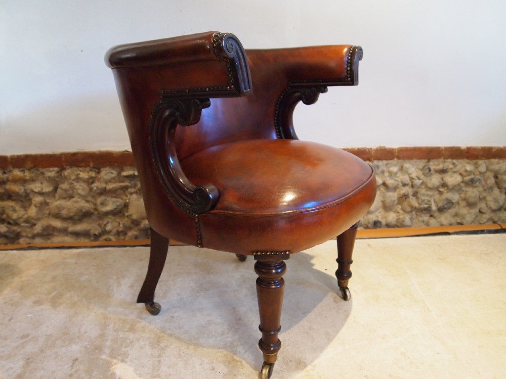 Chair fine William IV Mahogany and chestnut leather desk c1835 View IX