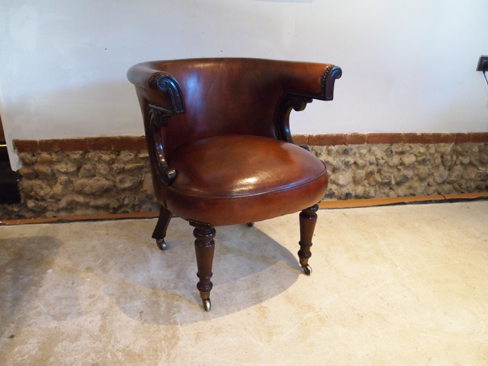 Chair fine William IV Mahogany and chestnut leather desk c1835 View XI