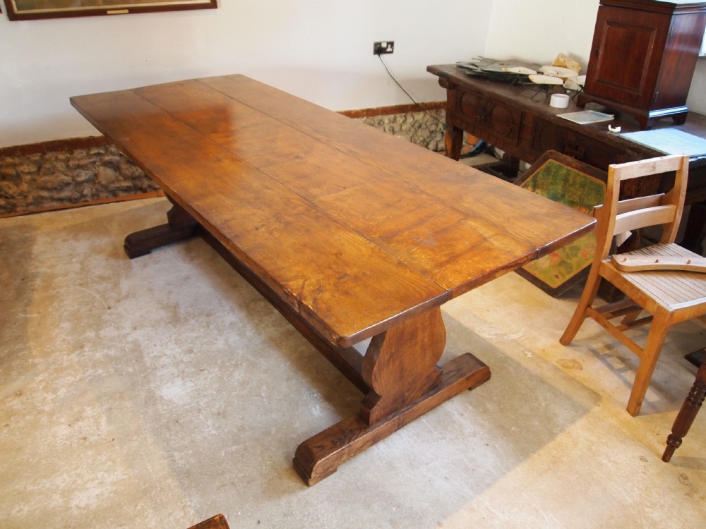 Table refectory farmhouse Oak seats 10 c1920 View IV