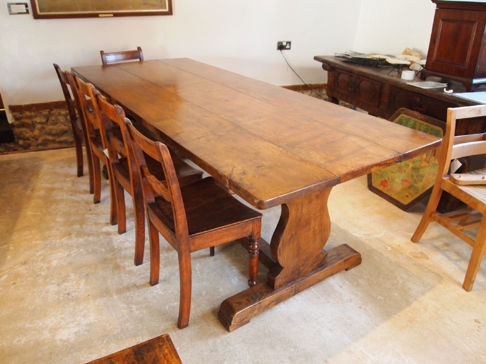 Table refectory farmhouse Oak seats 10 c1920 View VII