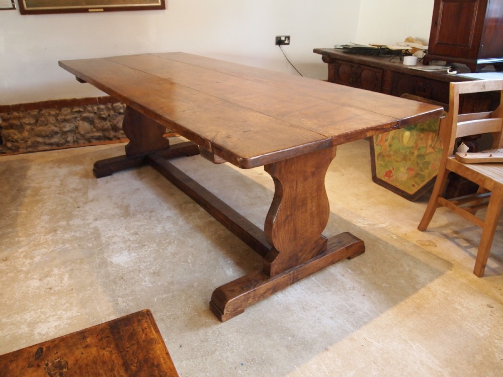 Table refectory farmhouse Oak seats 10 c1920 View IX