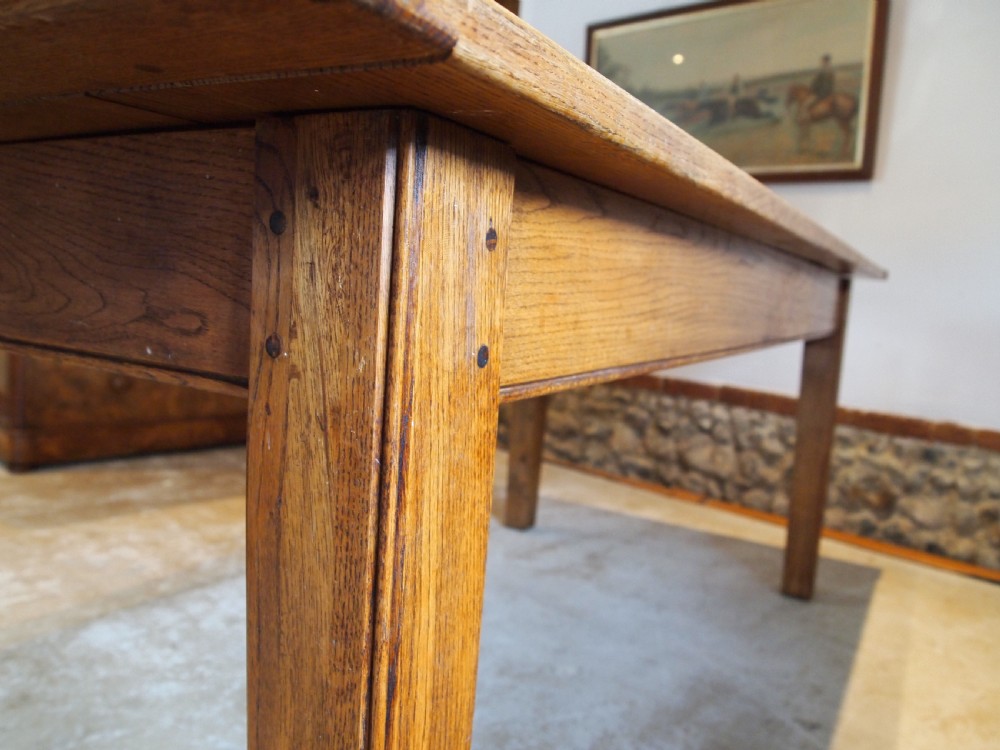 Table refectory school dining table Oak Edwardian c1910 View II