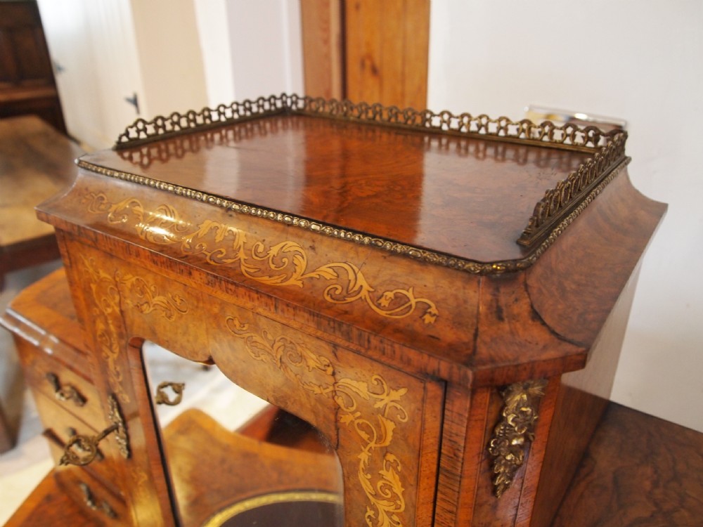 Desk rare pair of Bonheur du Jour's exhibition quality Burr walnut c1860 View VII