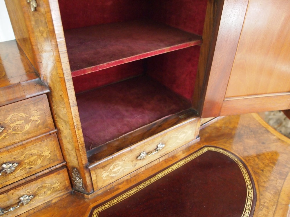 Desk rare pair of Bonheur du Jour's exhibition quality Burr walnut c1860 View IX