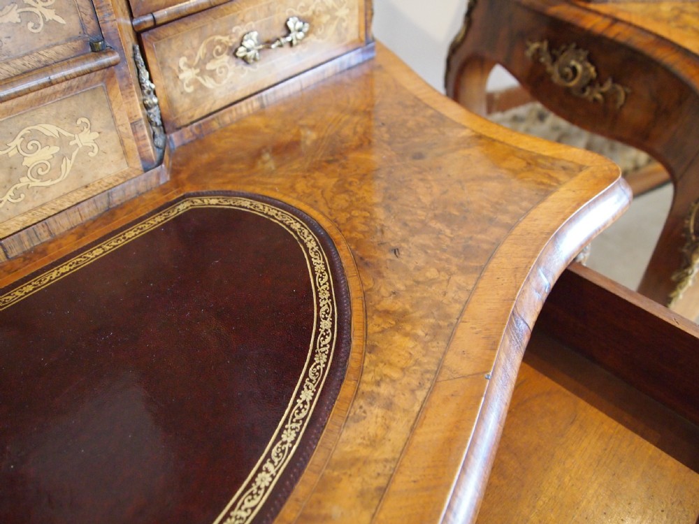 Desk rare pair of Bonheur du Jour's exhibition quality Burr walnut c1860 View X