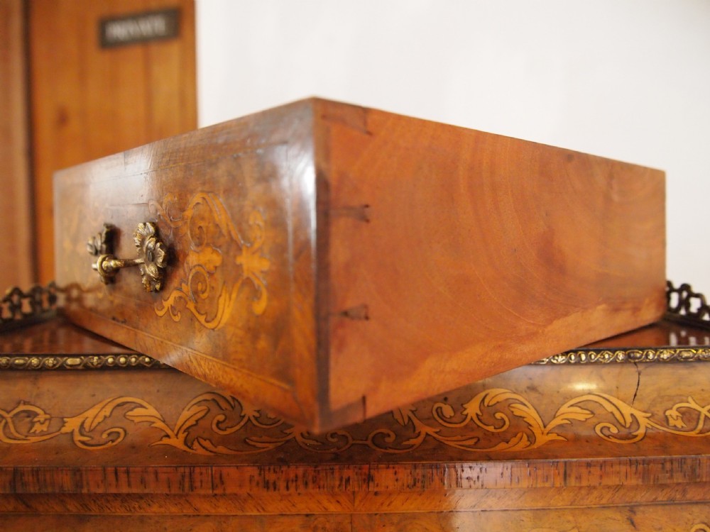 Desk rare pair of Bonheur du Jour's exhibition quality Burr walnut c1860 View XI