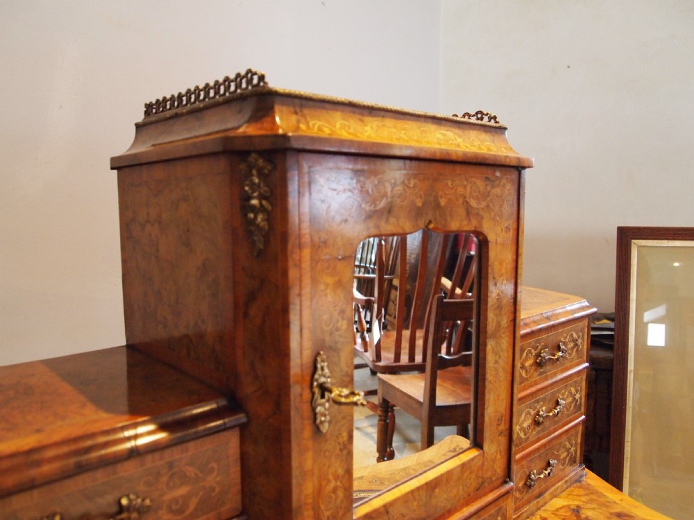 Desk rare pair of Bonheur du Jour's exhibition quality Burr walnut c1860 View XIII
