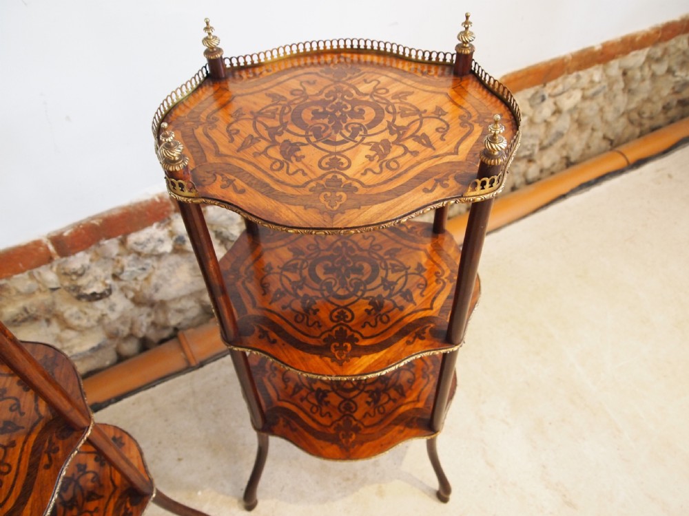 Etagere's tables a fine rare pair of French 19th century c1880 View II