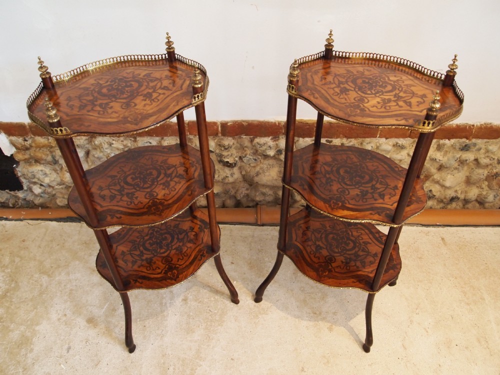 Etagere's tables a fine rare pair of French 19th century c1880 View XII