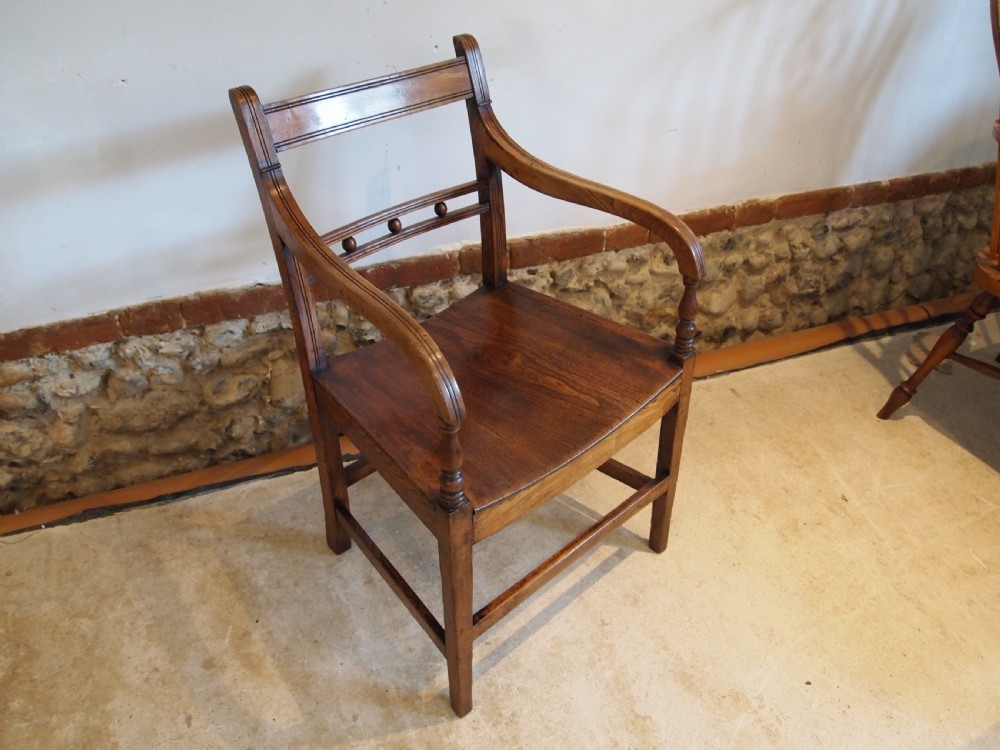 Chair George IV solid Elm Suffolk Ball back armchair c1820