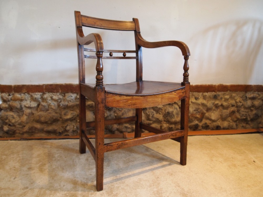 Chair George IV solid Elm Suffolk Ball back armchair c1820 View IV