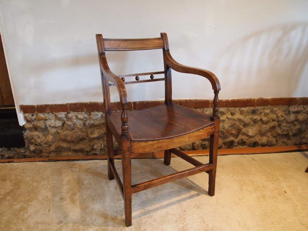 Chair George IV solid Elm Suffolk Ball back armchair c1820 View V