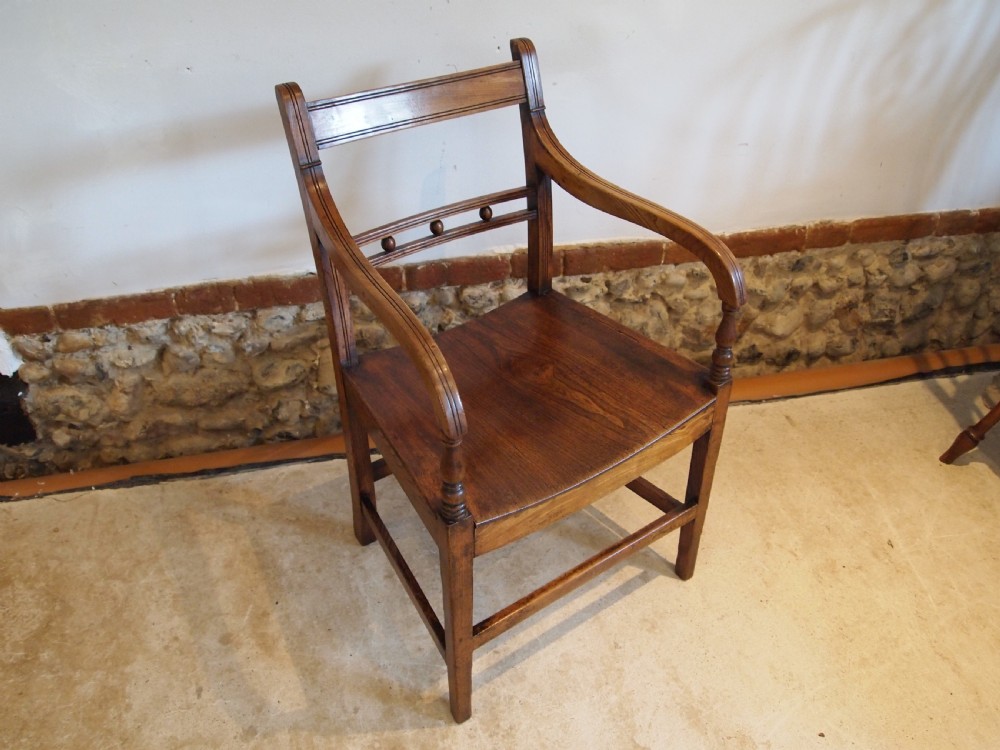 Chair George IV solid Elm Suffolk Ball back armchair c1820 View VI