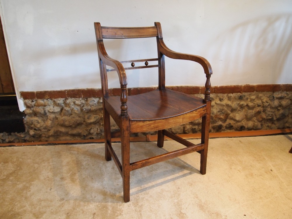 Chair George IV solid Elm Suffolk Ball back armchair c1820 View VII