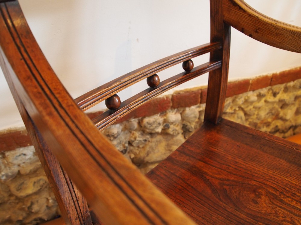 Chair George IV solid Elm Suffolk Ball back armchair c1820 View XI