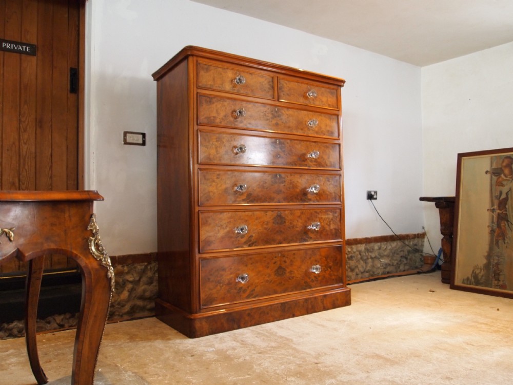 Chest of drawers stunning Burr Walnut Victorian c1870