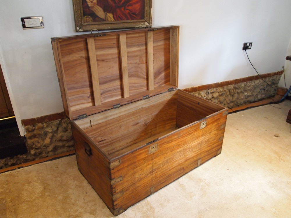 Chest coffer trunk Military Campaign Camphor wood c1840 View II