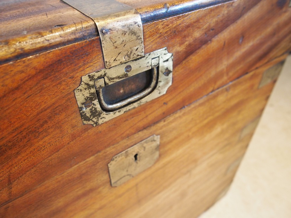 Chest coffer trunk Military Campaign Camphor wood c1840 View V