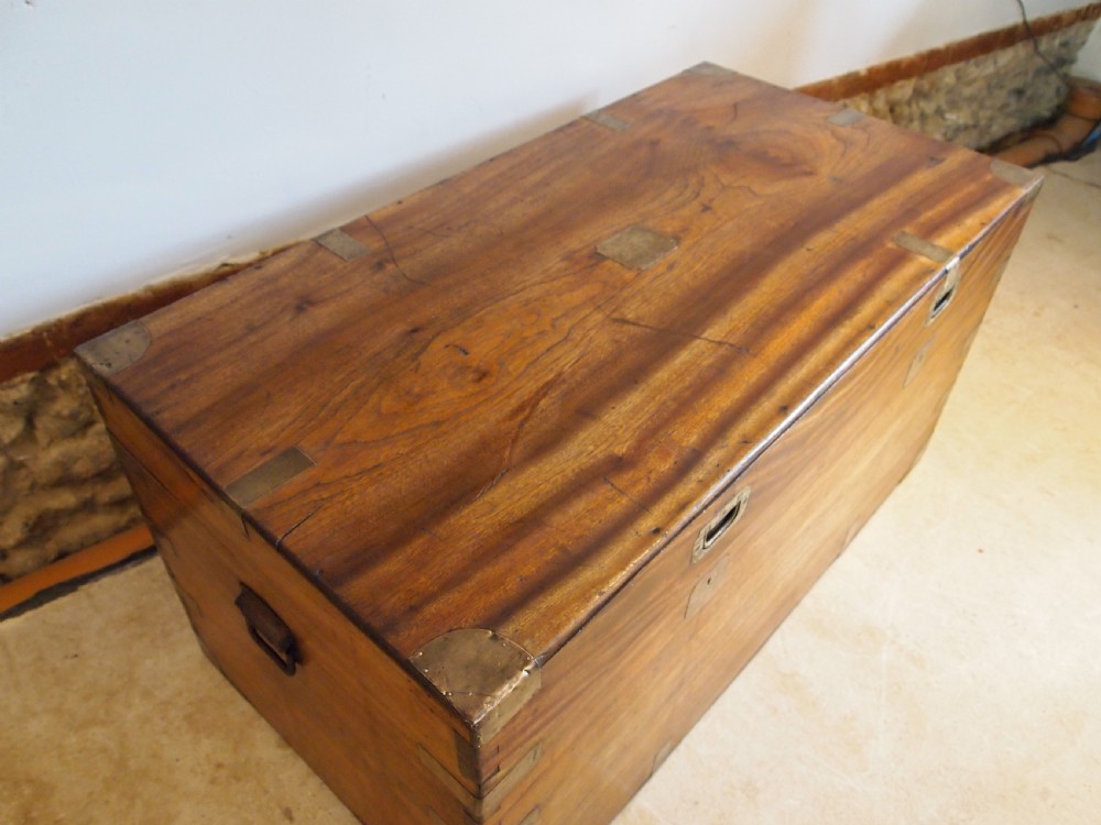 Chest coffer trunk Military Campaign Camphor wood c1840 View VI