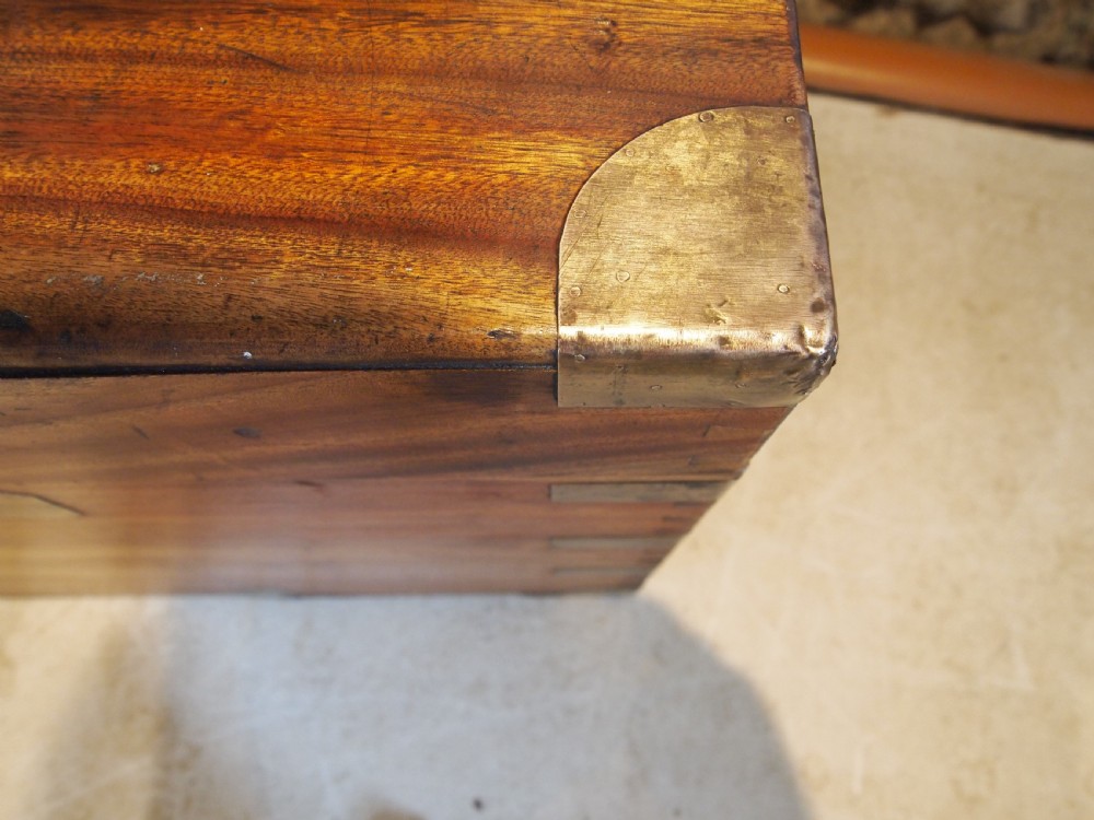 Chest coffer trunk Military Campaign Camphor wood c1840 View X