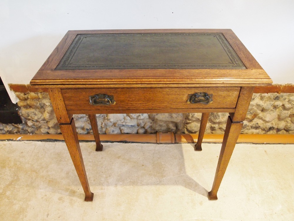 Table hall lamp card rare Arts and Crafts Oak c1900 View VIII