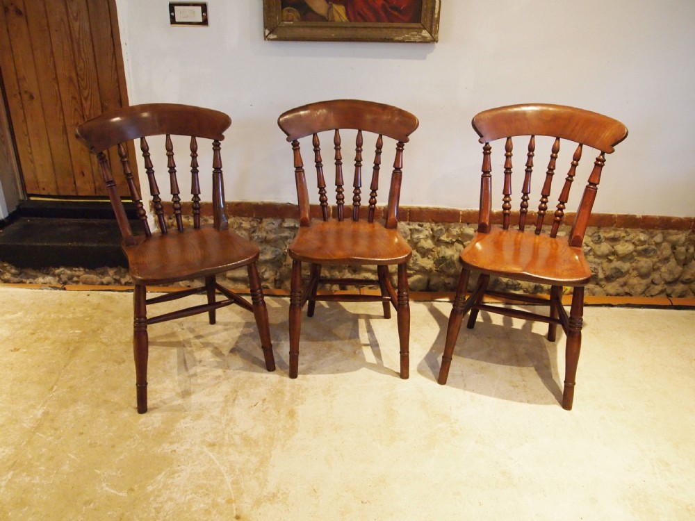Chairs set of 3 Victorian Windsor kitchen chairs c1870