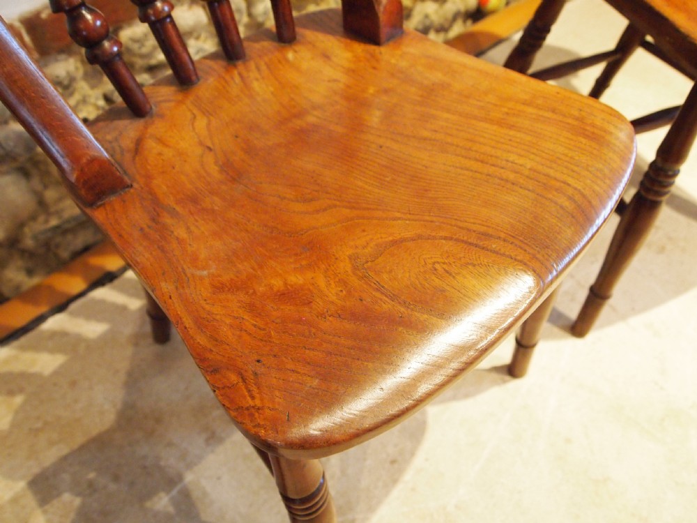 Chairs set of 3 Victorian Windsor kitchen chairs c1870 View VI