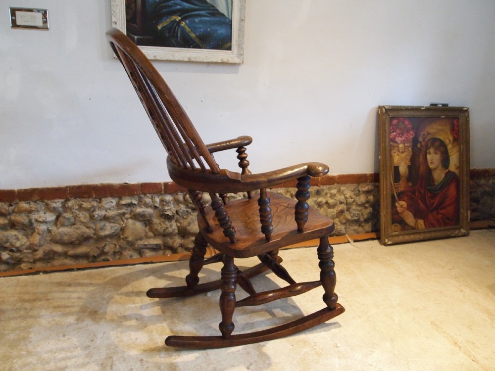 Chair rocking chair Victorian Windsor Ash and Elm c1860 View III