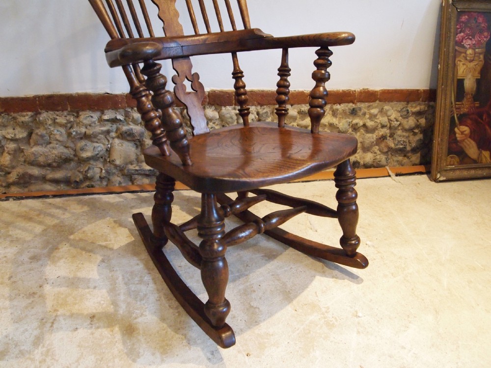 Chair rocking chair Victorian Windsor Ash and Elm c1860 View VII