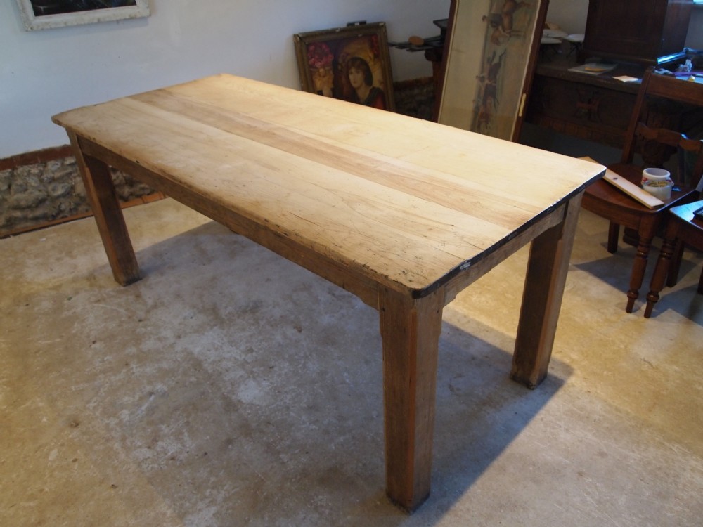 Table French scrub top Walnut refectory dining farmhouse c1900 View X