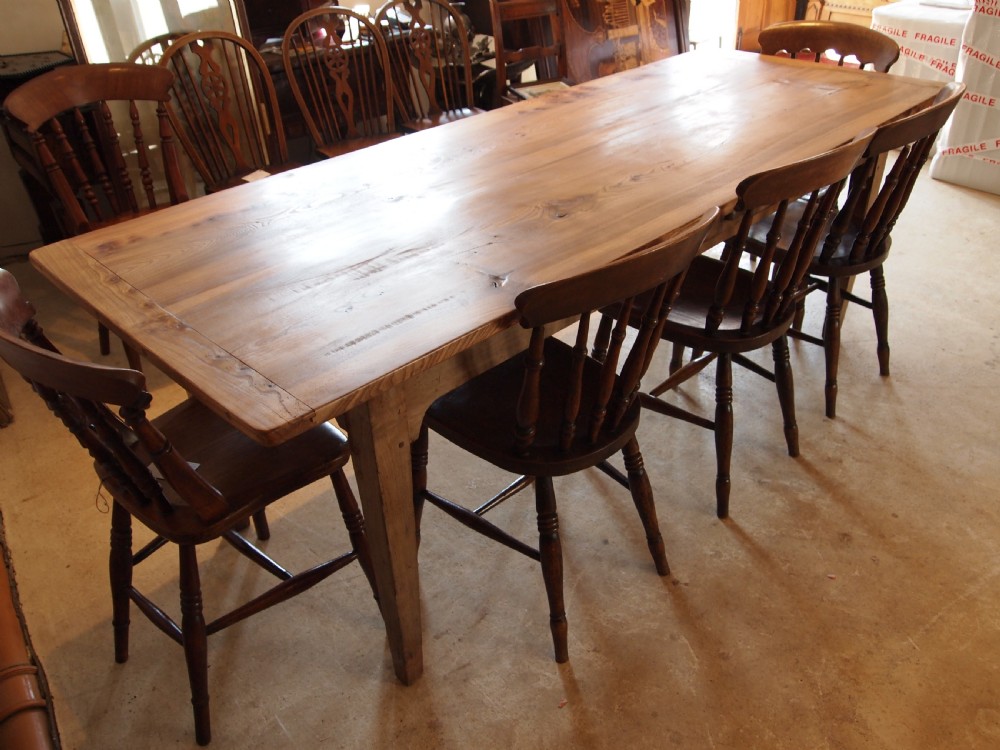 Table refectory farmhouse French Elm dining c1870 View IX