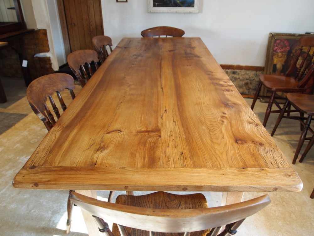 Table refectory farmhouse French Elm dining c1870 View X