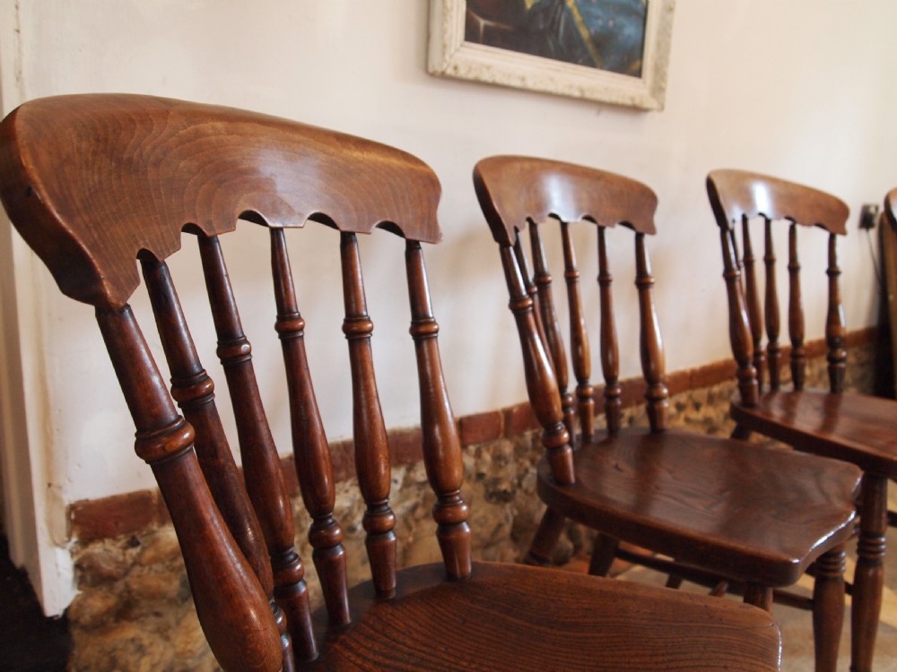 Chairs set of 4 Stunning Windsor Victorian kitchen chairs c1870 View VI