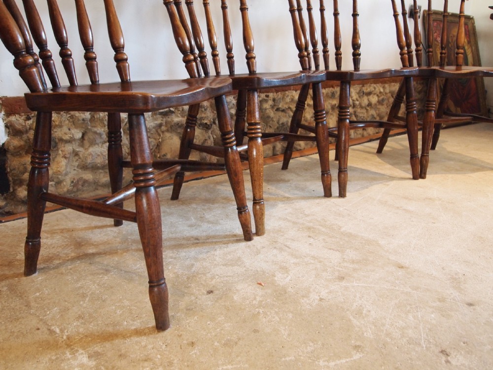 Chairs set of 4 Stunning Windsor Victorian kitchen chairs c1870 View X