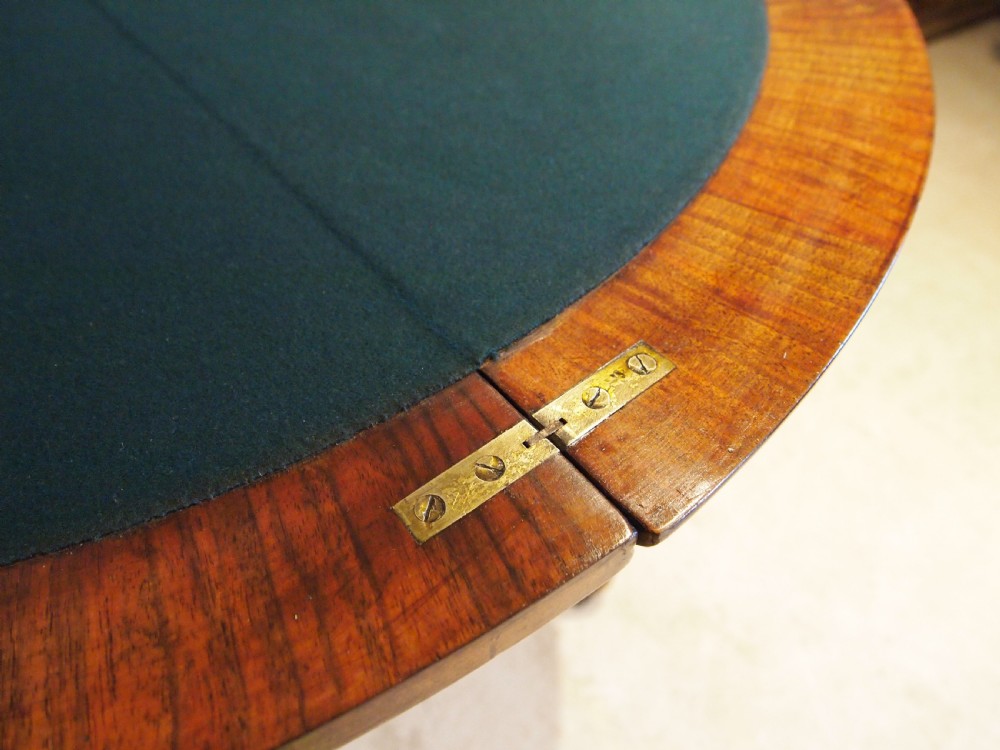 Table Burr Walnut demi-lune hall console lamp games card table c1860 View XI