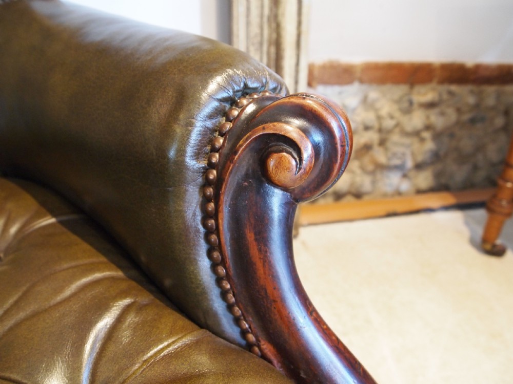 Chair stunning Victorian buttoned leather armchair c1870 View VII