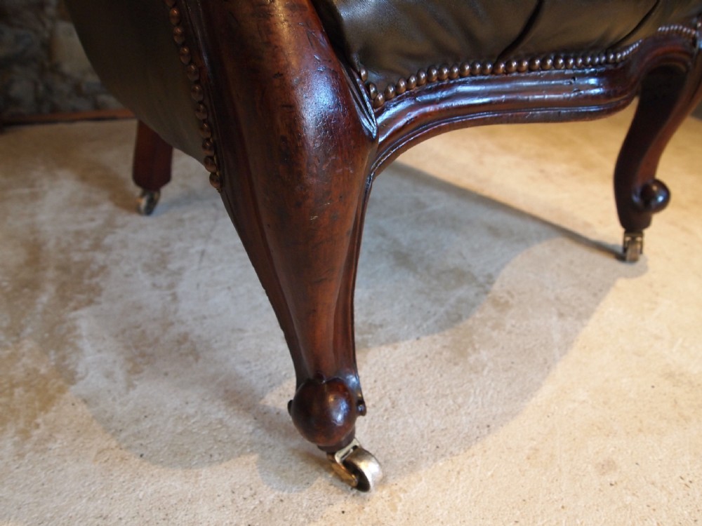 Chair Victorian leather Mahogany buttoned armchair c1870 View VII