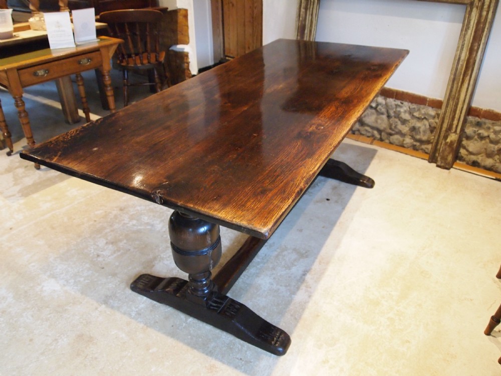 Table refectory farmhouse 17thc style Oak and burr Oak dining c1910 View III