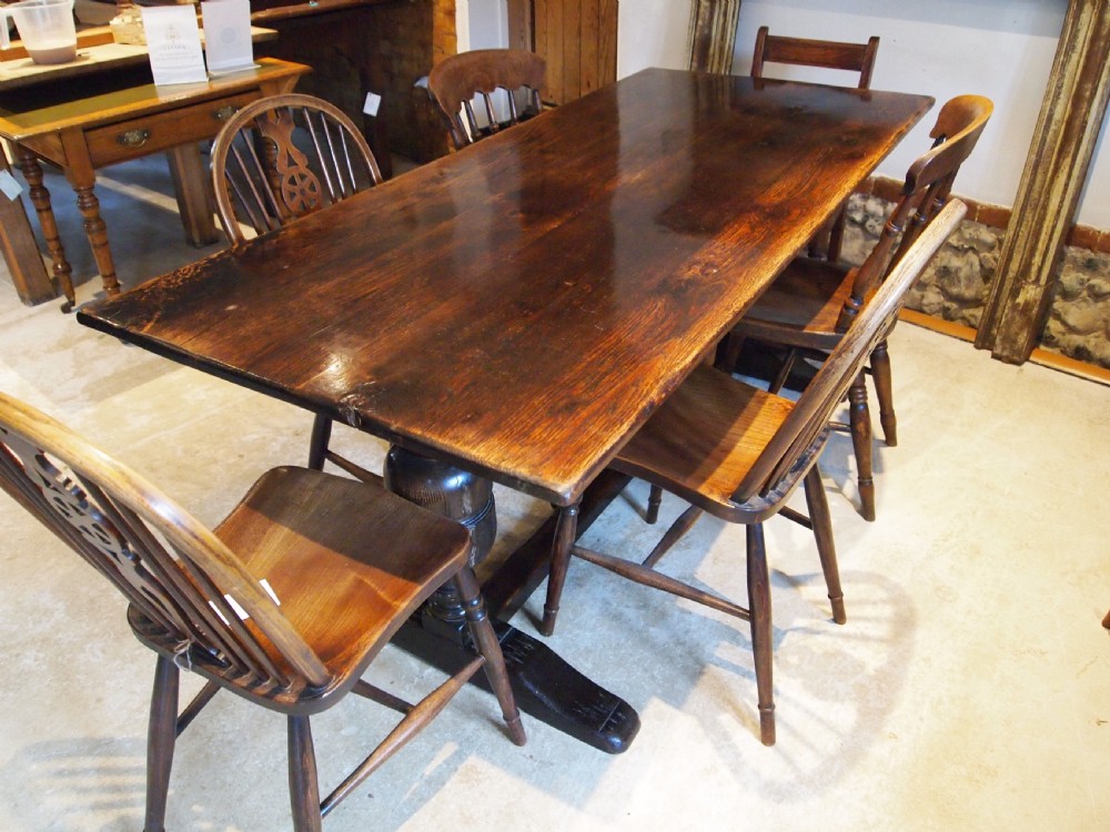 Table refectory farmhouse 17thc style Oak and burr Oak dining c1910 View IV