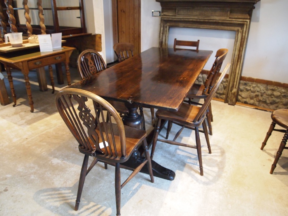 Table refectory farmhouse 17thc style Oak and burr Oak dining c1910 View IX